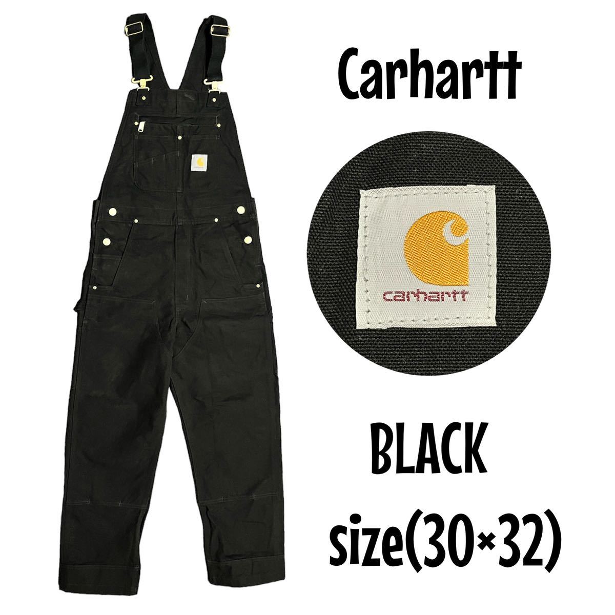 Carhartt DUCK BIB OVERALLS カーハート ダック ビブ オーバーオール 黒 ブラック size(30×32) 102776-001 メンズ 中古品 古着【4996】F_画像1