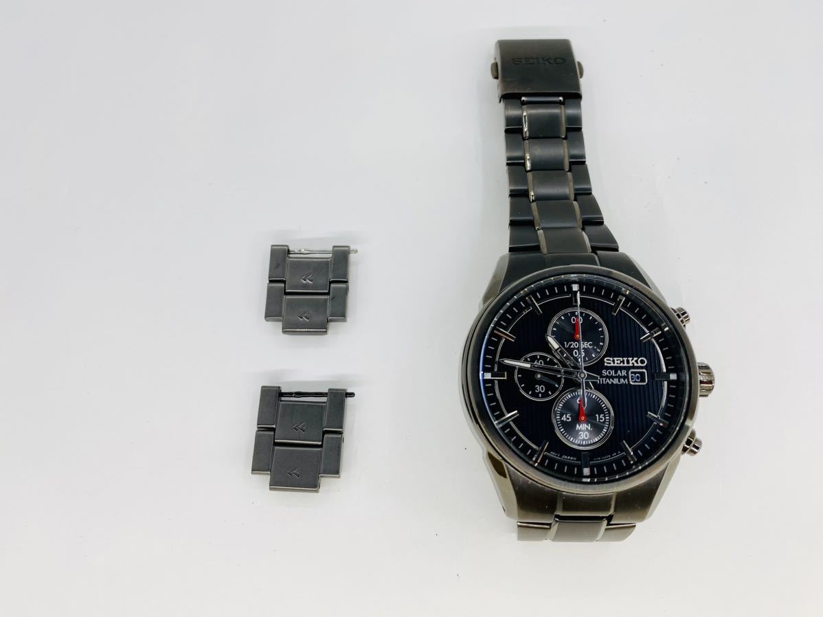 【送料無料】セイコー SEIKO ソーラー チタニウムクロノグラフ メンズ 腕時計 デイト V176-0AF0 ブラック 黒 SS クォーツ QZ ウォッチ_画像2