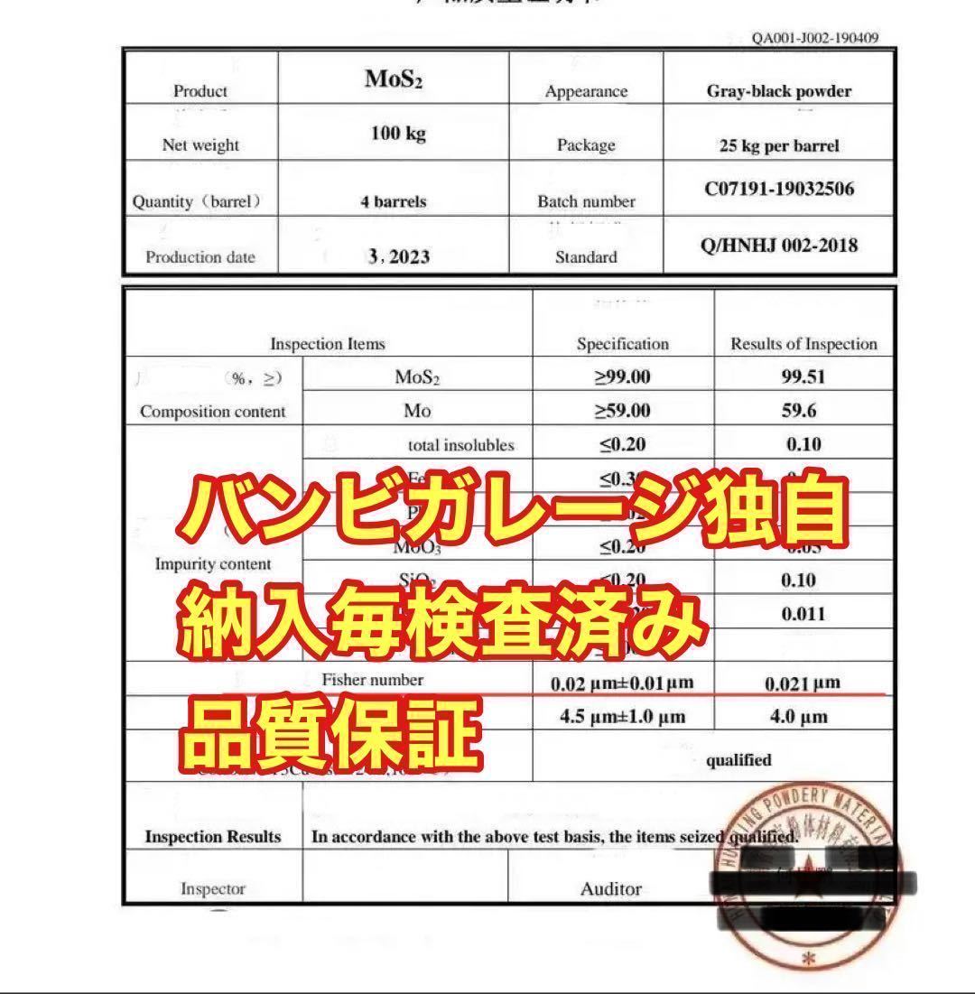 本物の○山モリブデン原材料です　200g 品質保証　粒子サイズ検査済み　世界最小平均粒径0.02μｍ二硫化モリブデン　丸山　斎藤_画像9