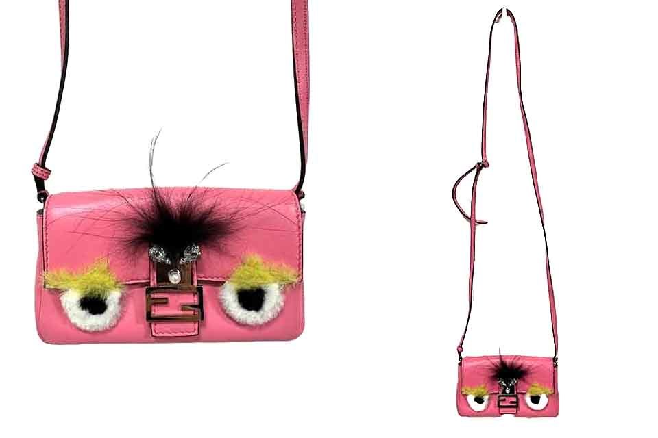 【中古】 FENDI フェンディ マイクロバゲットモンスターバッグ 3WAYショルダーバッグクラッチバッグ_画像5