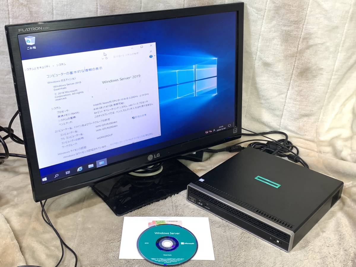 ★hp Thin Microサーバ Windows Server 2019/ Xeon D-1518/8GBメモリ/4.0TB+4.0TB HDD/USB3.0/ ProLiant TM200 良品美品★_画像1