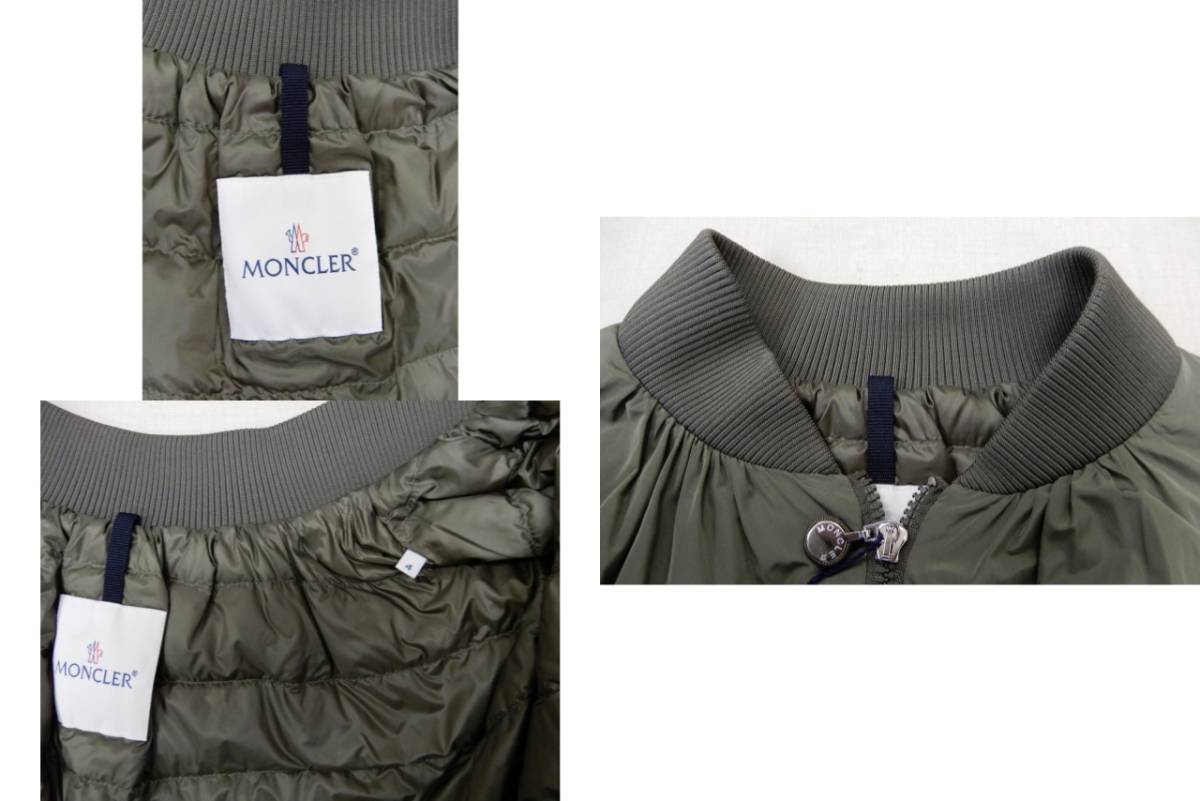 M539/モンクレール MONCLER ダウン ジャケット 1A53G-10-54AWA MIRAC カーキ/ サイズ4 ボンバー ペプラム プルオーバー グログランタグ_画像9