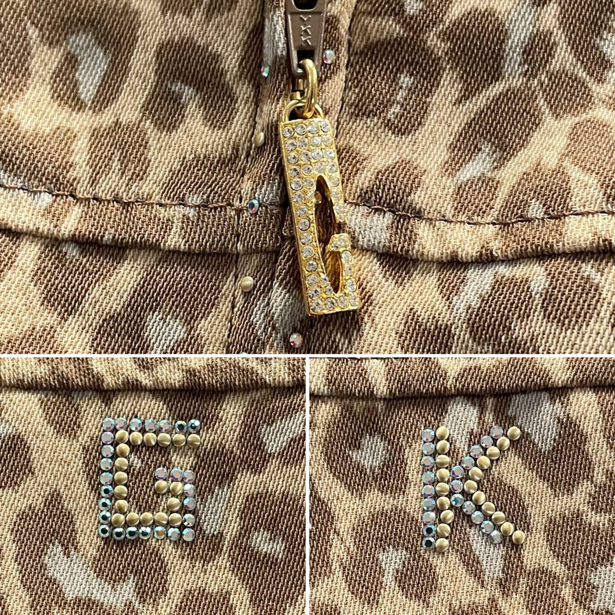 * Italiya GKita rear total pattern leopard print Leopard animal pattern jacket rhinestone equipment ornament beige group size 9[ uniform carriage / including in a package possibility ]C