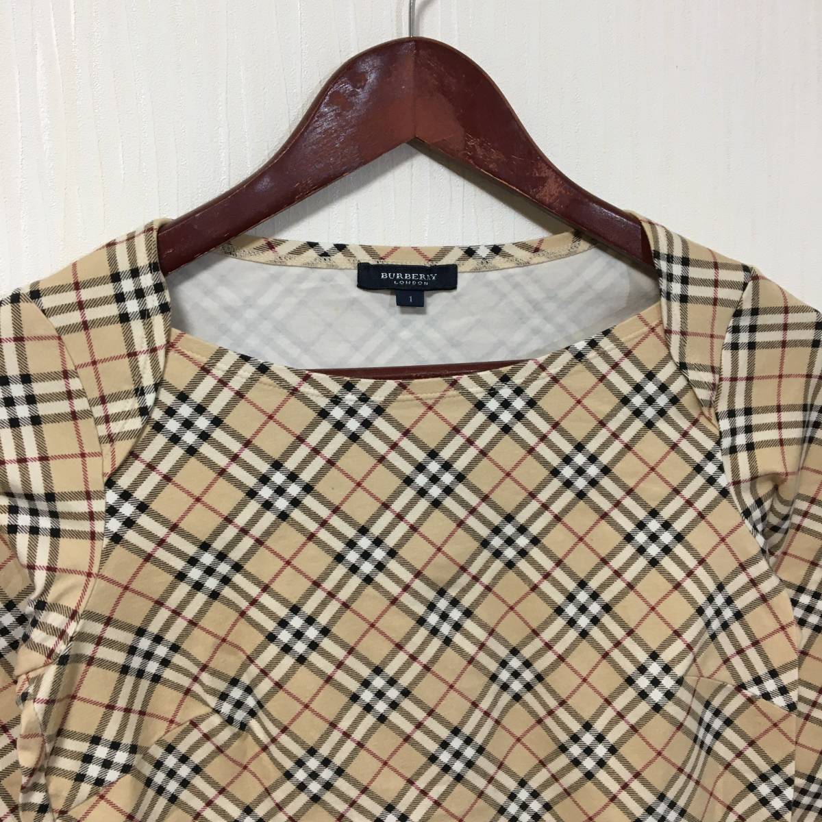 国内正規品 三陽商会取り扱い BURBERRY LONDON カットソー シャツ 長袖/半袖2点セット サイズ1 ノバチェック バーバリー レディース_画像3