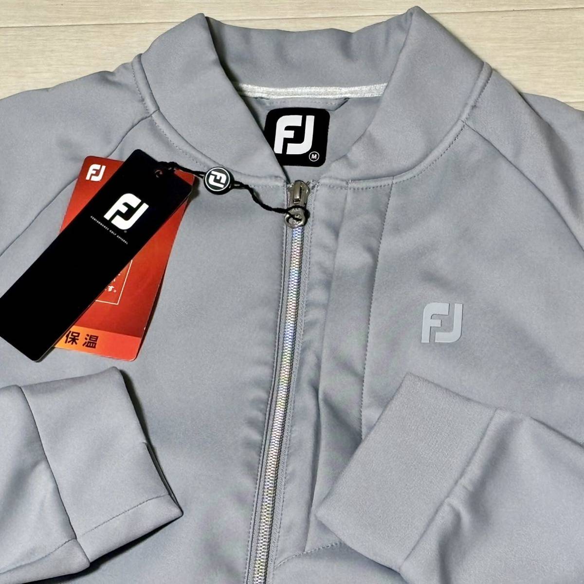 新品★フットジョイ FootJoy フロントジップポケット 裏フリース THERMAL 保温 フルジップ ジャケット/グレー/サイズM_画像1