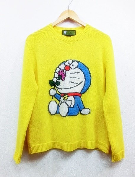 キングラムfhi☆美品 GUCCI×DORAEMON（藤子プロ）グッチ×ドラえもん 655654 長袖 ウール ニットトップス セーター 黄色_画像1