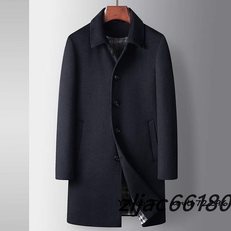ビジネスコート メンズ スーツコート セレブ 高級品 厚手 新品 ダウンジャケット ウール 超希少 紳士スーツ ネイビー M サイズ選択可能