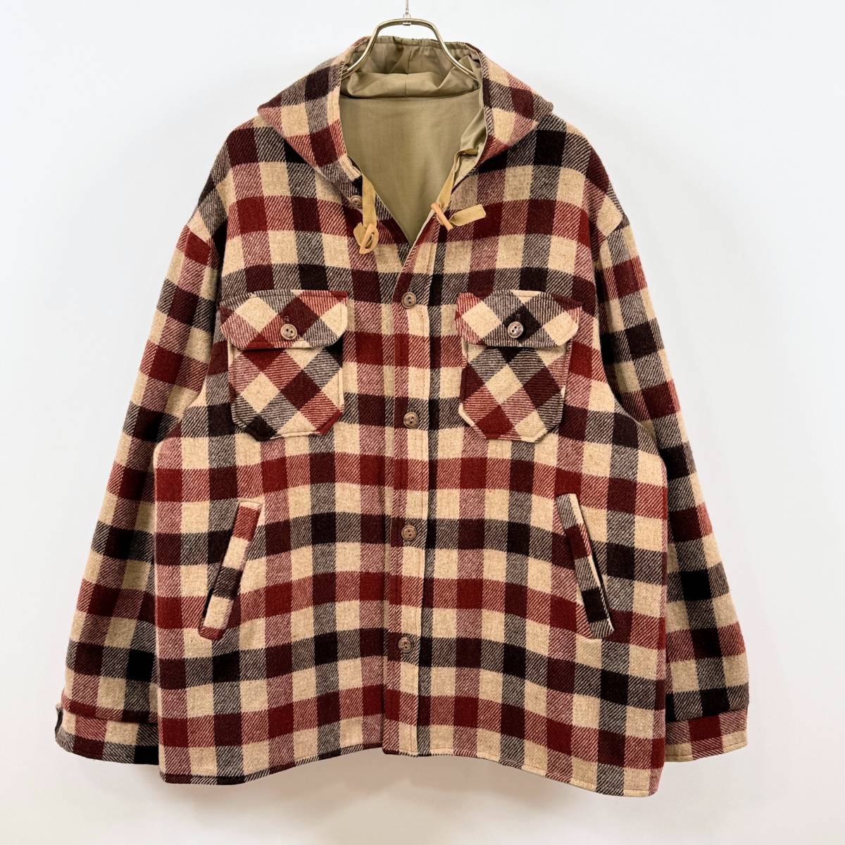  редкий {Mint Condition / Reversible / XLarge}70s80s первоклассный товар [ Woolrich проверка шерсть хлопок двусторонний парка XL Vintage ]