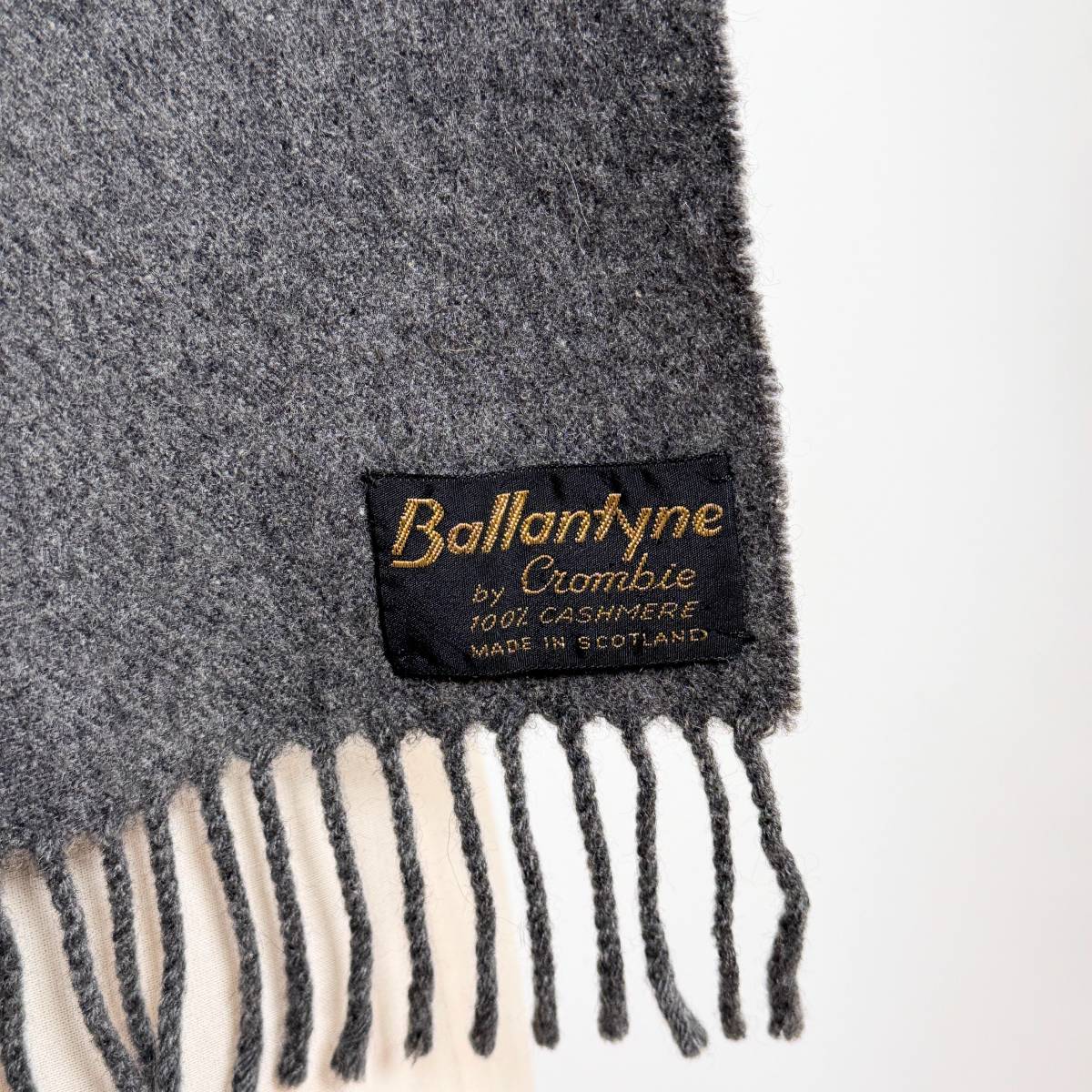 希少《BALLANTYNE / Cashmere100%》80s90s 美品【 バランタイン グレー カシミア マフラー スコットランド製 ビンテージ】