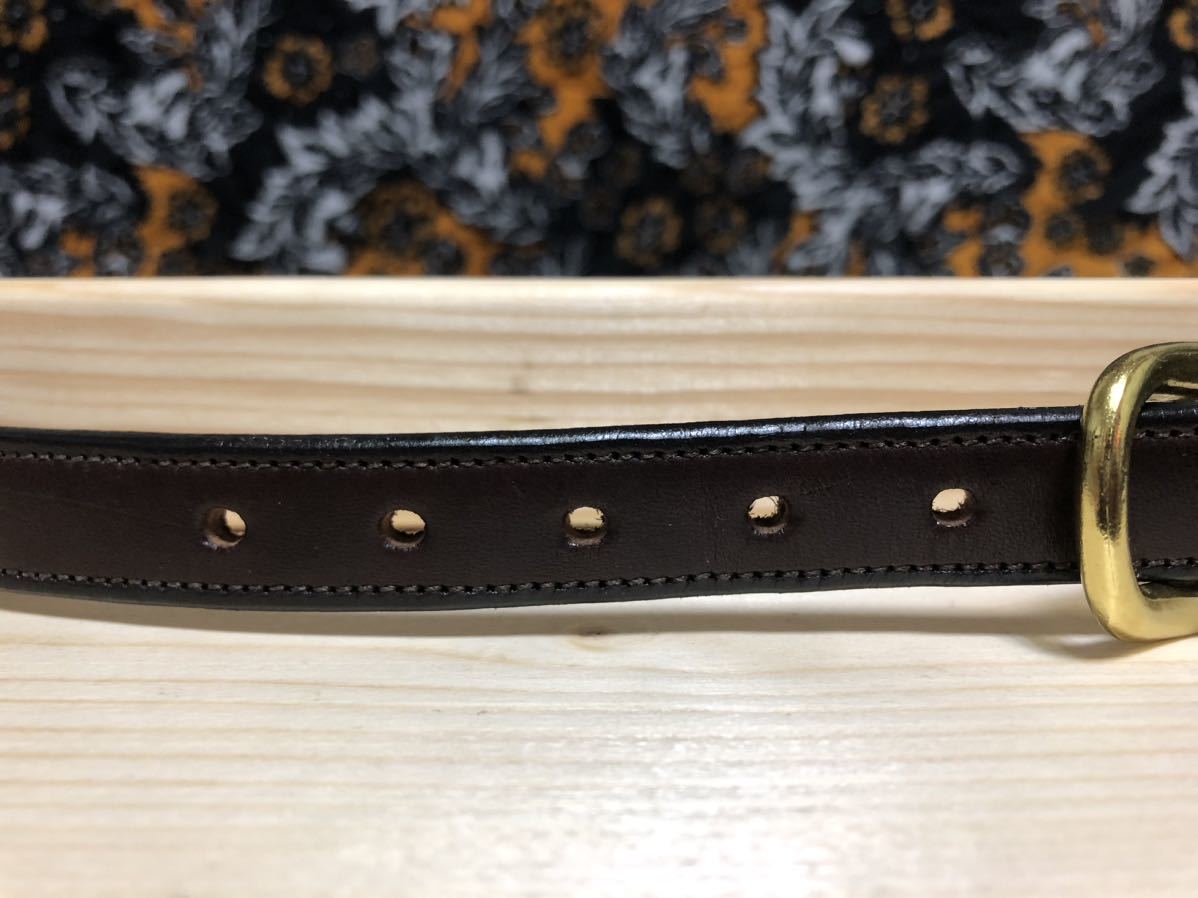 TORY LEATHER サイズ 32 スタッズ ベルト ブラウン ブラス ゴールド 茶 レザー ベルト 本革 Made in USA 金 真鍮 アメリカ製_画像4