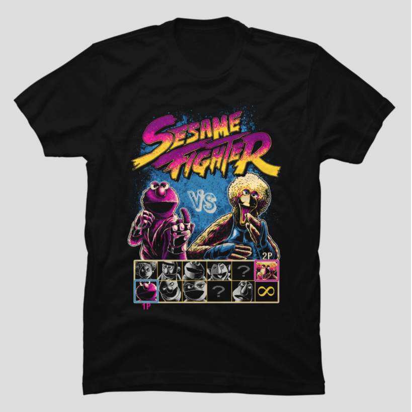 【Tシャツ】　【Tシャツ】　『Sesame Fighter』　セサミストリート×ストリートファイター　ストⅡ　STREET FIGHTER　S／M／L／XL_画像4