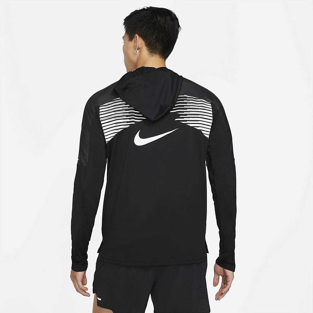 残少 L NIKE TRAIL DRI-FIT LS ランニング フーディ @9900円 検 エレメント トレイル スウッシュ パーカー ビッグスウッシュ ブラック/黒_画像6