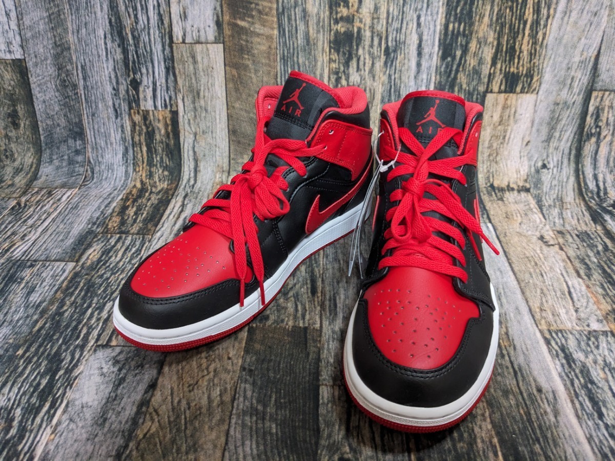 残少 28cm NIKE AIR JORDAN 1 MID -Bred Toe- 検 エア ジョーダン ミッド ブレッド トゥ ALTERNATE DQ8426-060 黒/赤 ブラック/レッド US10_画像8