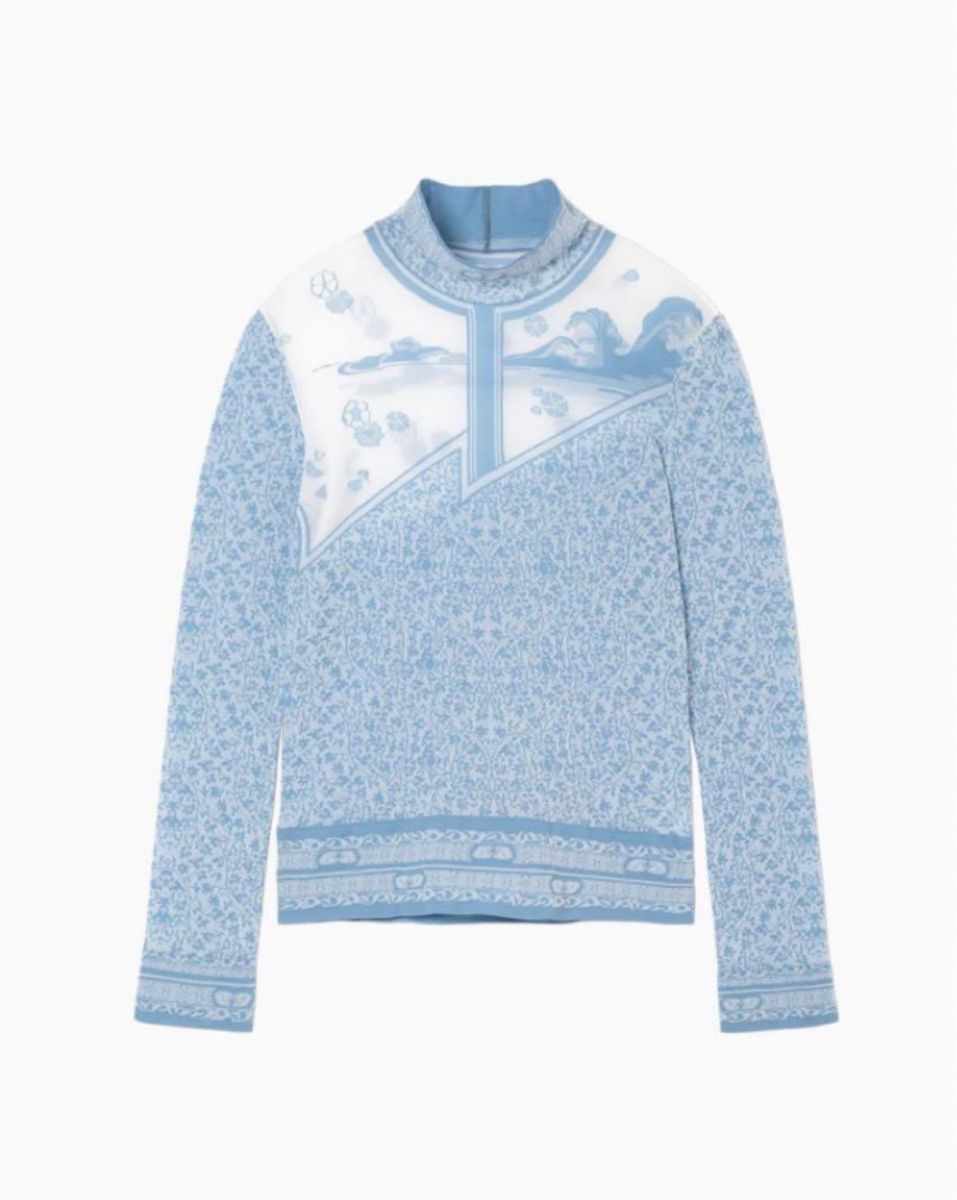 Landscape Graphic Sheer Knitted High Nec Landscape Graphic Sheer Knitted High Nec