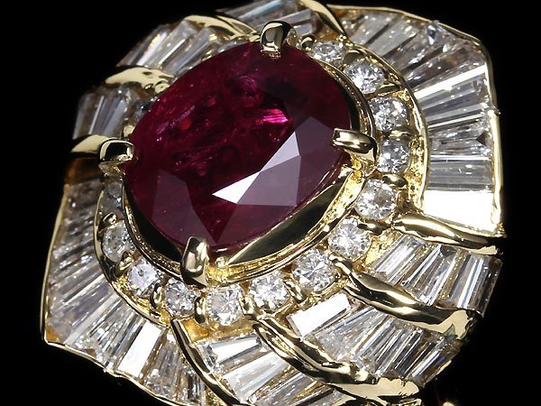 III10199T【1円～】新品【RK宝石】≪RUBY≫ 豪華絢爛 極上天然ルビー 大粒2.14ct 極上ダイヤモンド 総計1.75ct!! K18 超高級リング ダイヤ_画像1