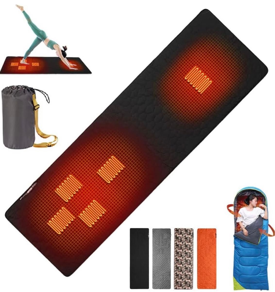 新品 電熱 マット 寝袋用 発熱パッド 秋冬 アウトドア 電気毛布 USB給電