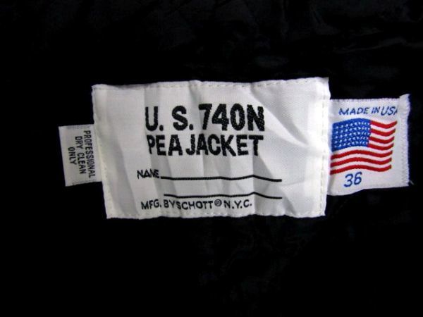 ★SCHOTT ショット★USA製　U.S.740N メルトンピーコート ブラック 36★R51203043A_画像5