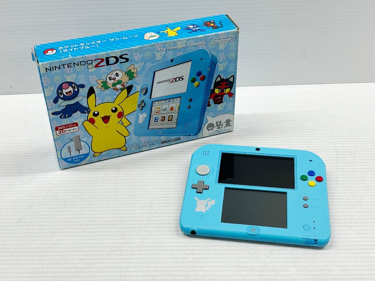 IZU【現状渡し品】 1円～ NINTENDO ニンテンドー2DS 本体 ポケットモンスター サン・ムーン ライトブルー 〈036-231213-MA-02-IZU〉_画像2