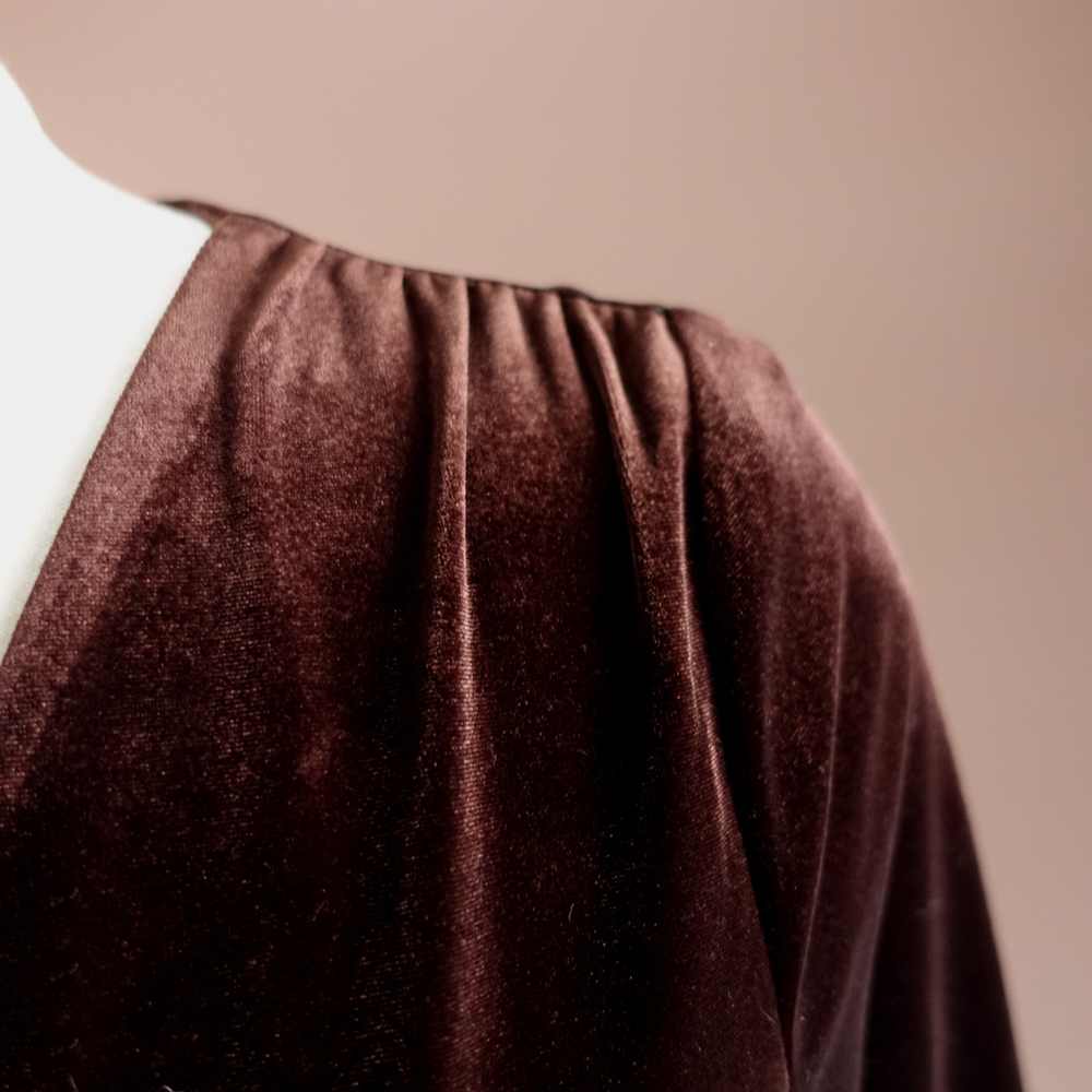 新品 DKNY 14/19号 ダナキャラン 茶色 ブラウン ベロア ワンピース パーティドレス 長袖 大きいサイズ 結婚式 二次会 フォーマル 凛57D0702_画像5