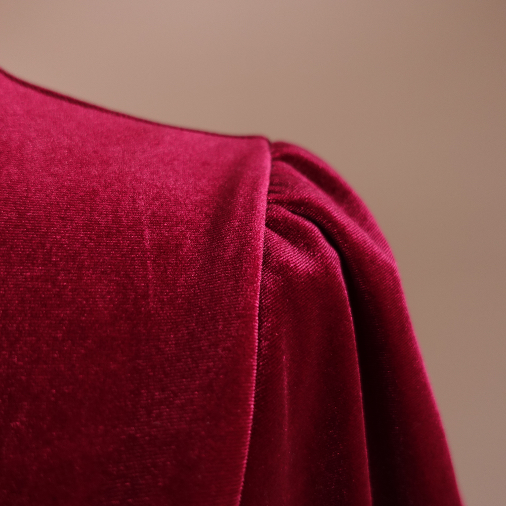新品 DKNY 16/21号 ダナキャラン 赤 ベロア ワンピース パーティドレス 半袖 大きいサイズ 結婚式 二次会 披露宴 フォーマル 葵47D1604_画像6