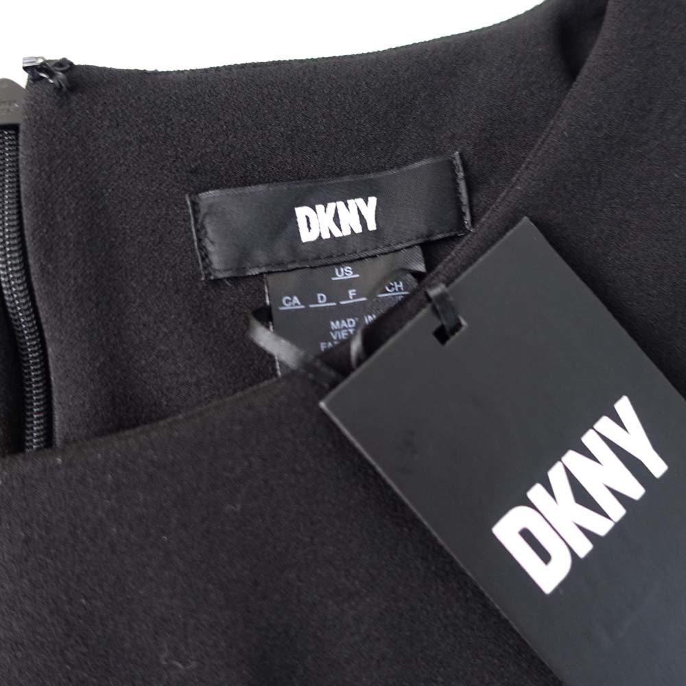 新品 DKNY 4/9号 ダナキャラン 黒 七分袖 シフォン ワンピース パーティドレス ブラック 結婚式二次会 披露宴 発表会 フォーマル 華51D1609_画像9