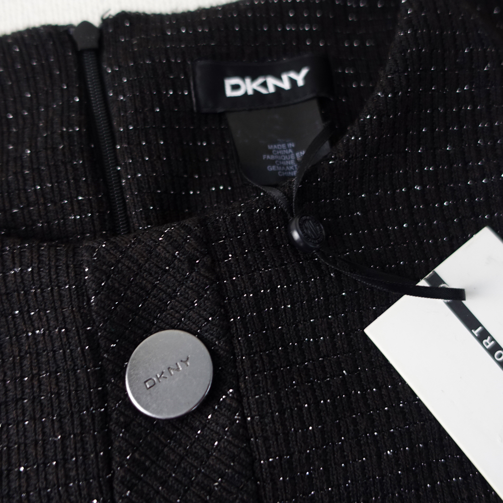  новый товар DKNY 8/13 номер Donna Karan чёрный ламе A линия One-piece вечернее платье длинный рукав черный свадьба 2 следующий .... формальный блестящий 62D1907