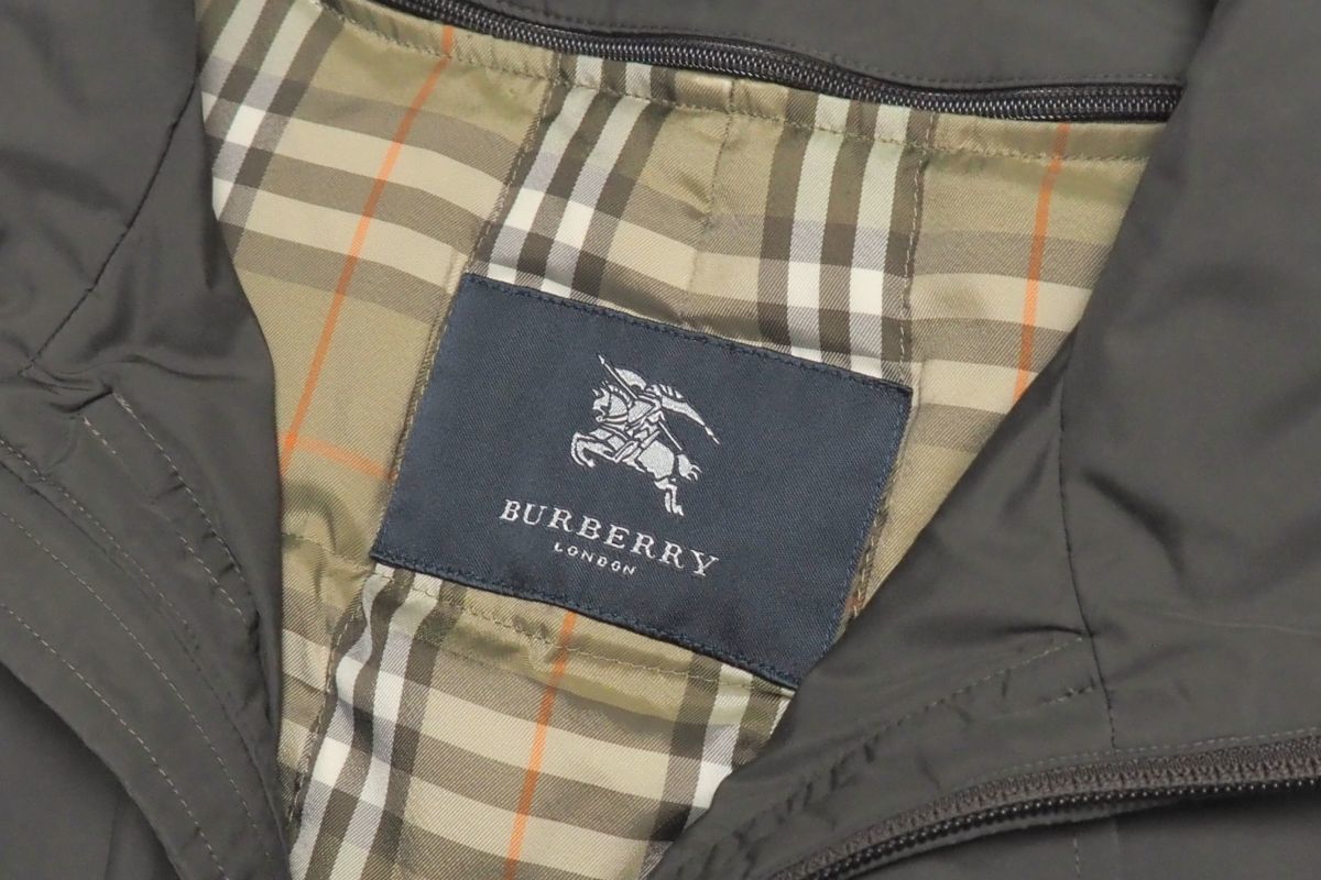 TF8485//*バーバリー/BURBERRY LONDON*着脱ダウンライナー付き/ハーフコート/フィールドコート/ブラウングレー系_画像8