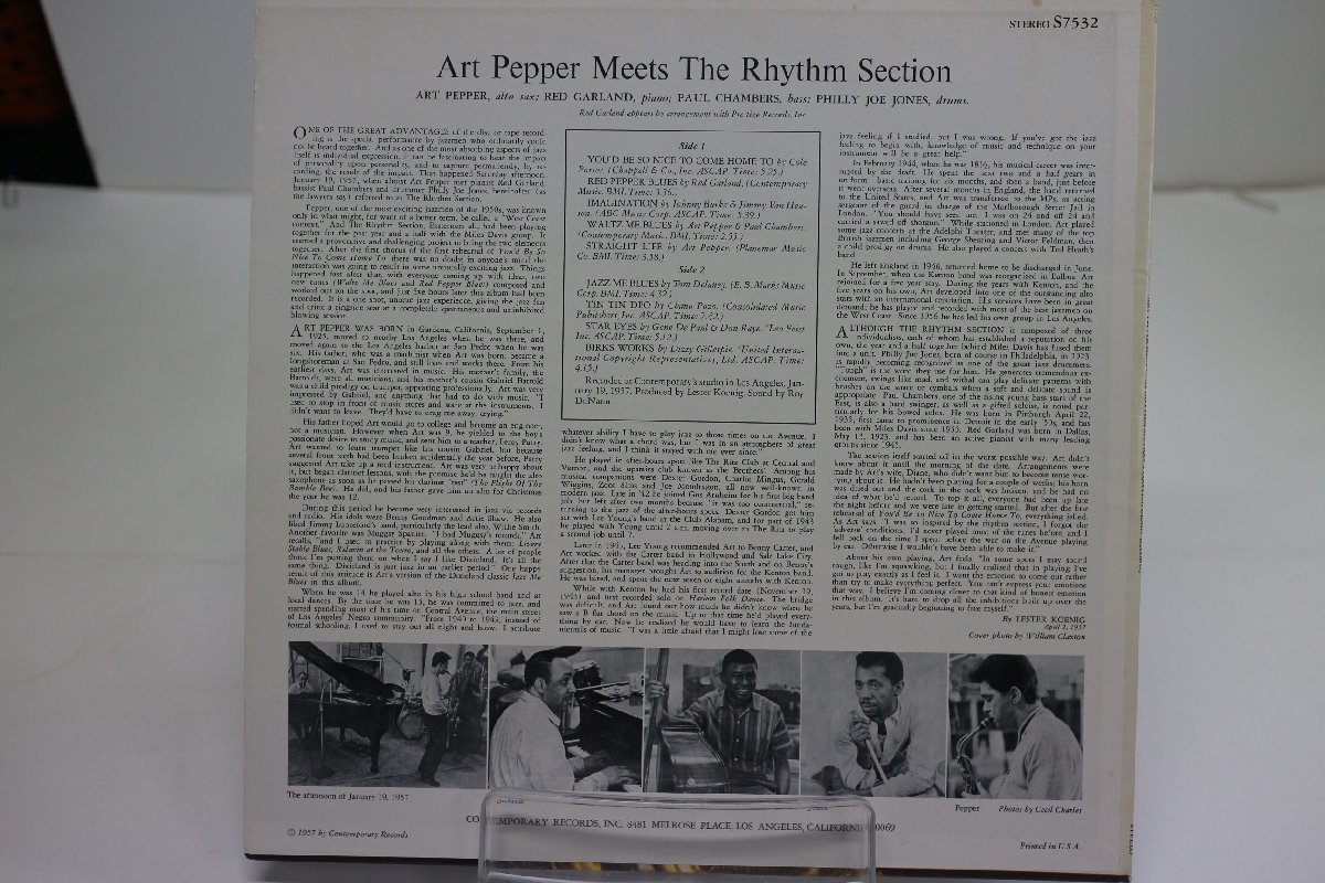 [TK3070LP] LP Art Pepper meets The rhythm section（アート・ペッパー） US盤 状態並み上 再生良好 ステレオ ジャケ準美品 '57_画像2