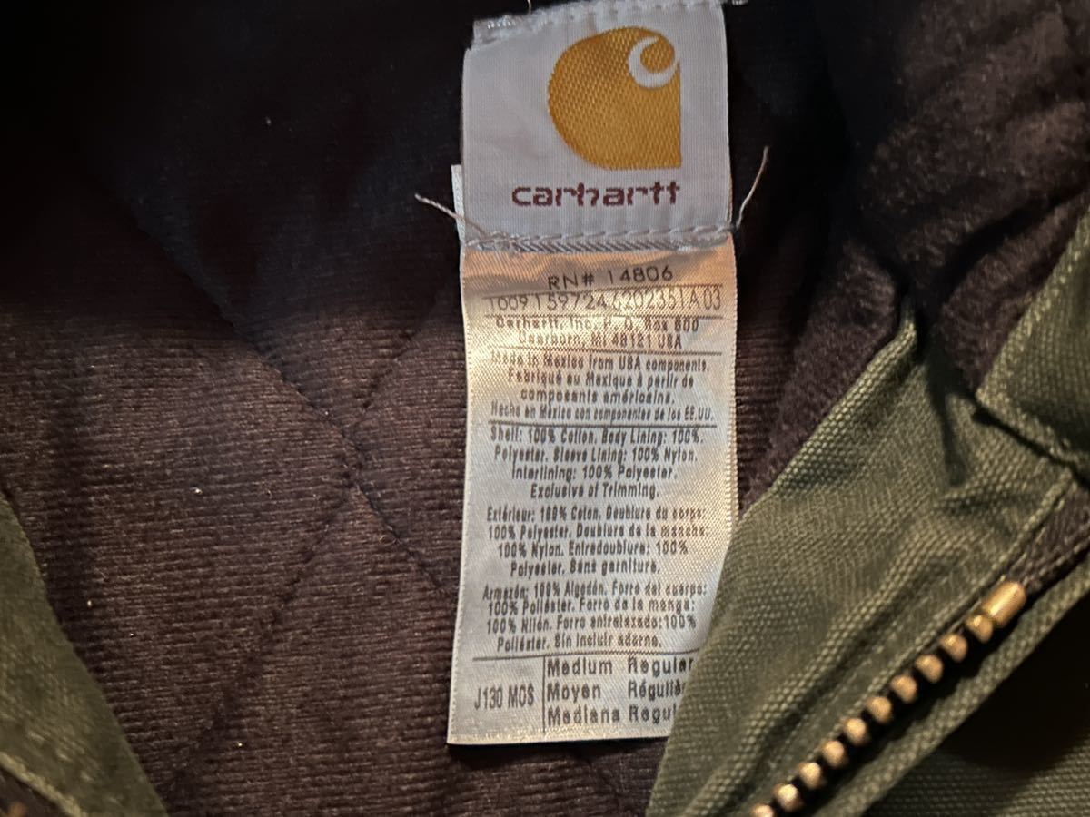 MOS 00s Carhartt Duck Active Jacket J130 カーハート アクティブ ジャケット Vintage ビンテージ モスグリーン 緑 デトロイト USA_画像9