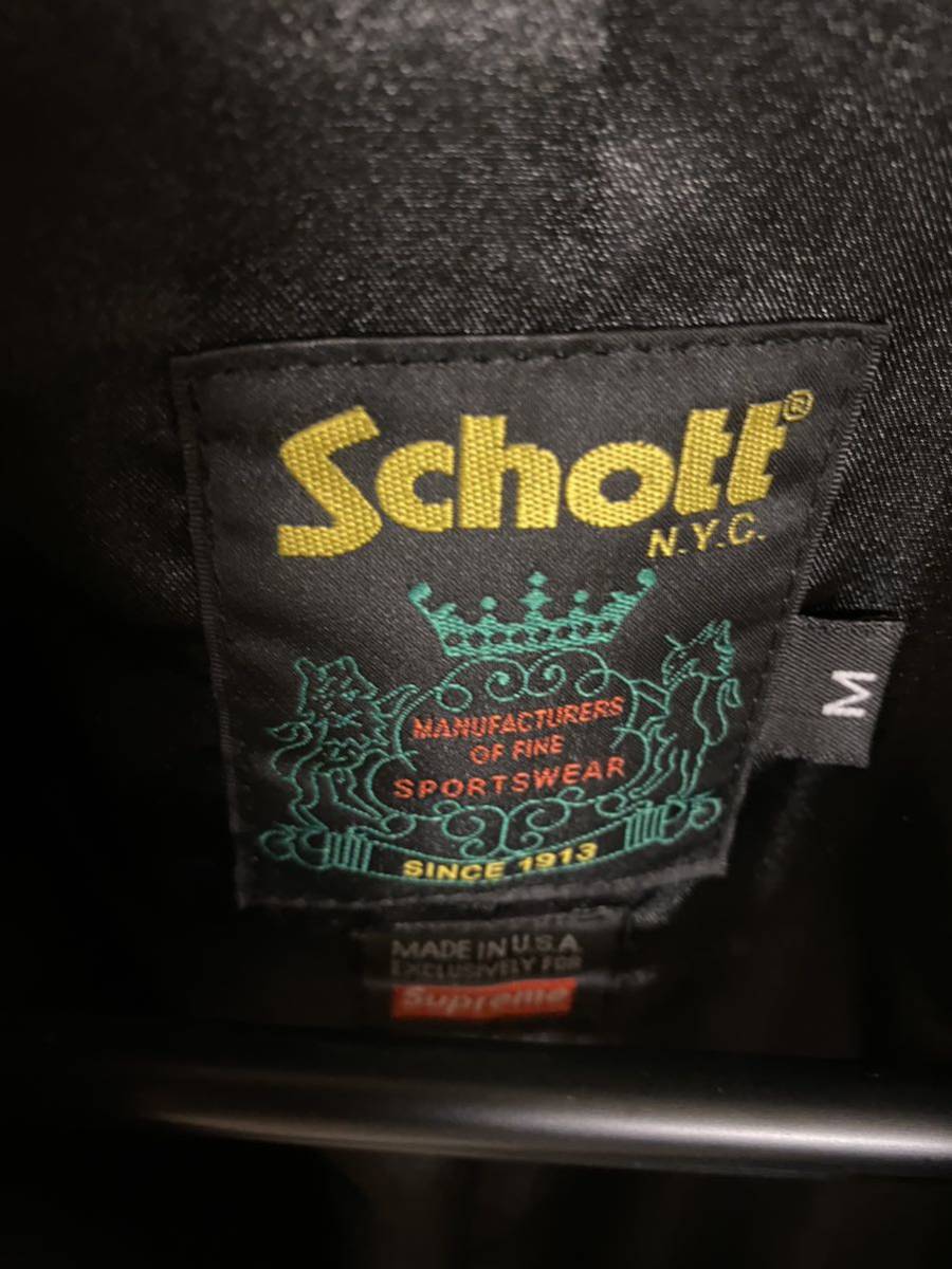 超美品　Supreme Schott Leather Overcoat M レザージャケット レザー レザーコート 革 革ジャン ブラック カーコート 