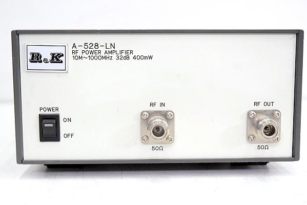 R&K RFパワーアンプ 増幅器 RF POWER AMPLIFIER 10M～1000MHz 32dB 400mW■A-528-LN 中古_画像2