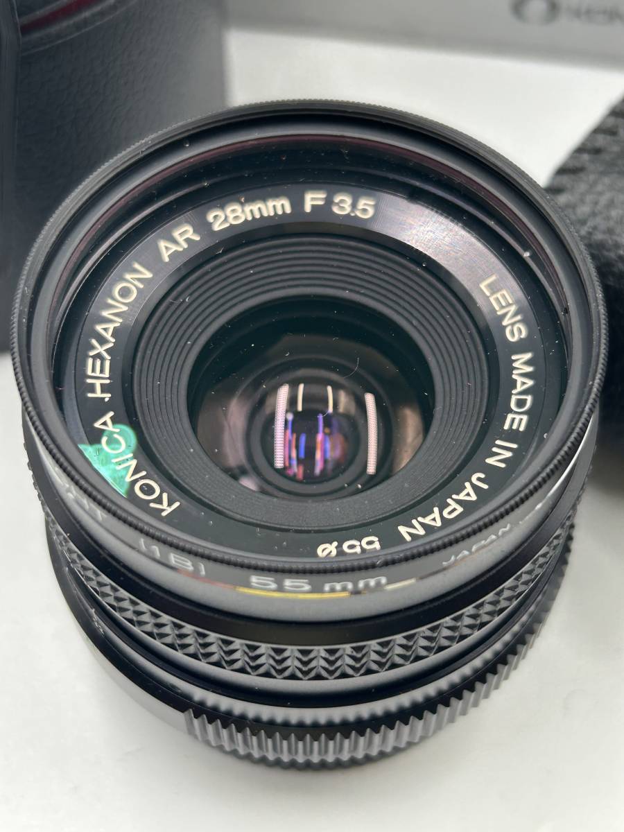 KONICA HEXANON AR 28ｍｍ F3.5 コニカ 単焦点 カメラレンズ 箱説ケース/レンズフード付 中古 良品_画像2