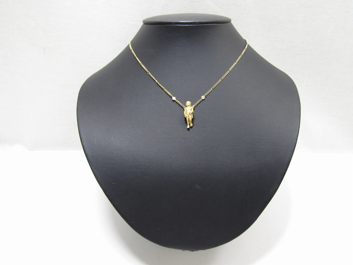 カレライカレラ エンジェル 天使 ネックレス ダイヤ付 K18 7.9g