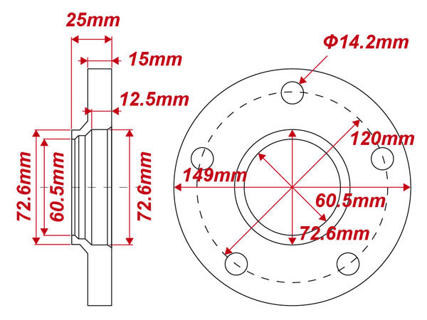 BMW ワイドトレッドスペーサー 厚さ15ｍｍ PCD 5H-120 ハブ付 72.6mm 黒 ブラック 1枚 / ホイールスペーサー F25 E53 Z3 Z4 Z8_画像4