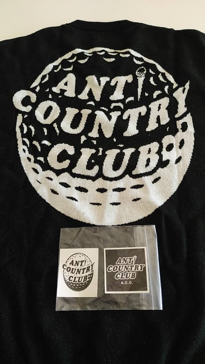 大人気ニットウェア ANTi COUNTRY CLUB TOKYO / アンタイカントリークラブ ファーストロゴ/セーター ブラック メンズ XL/ステッカー付_画像4