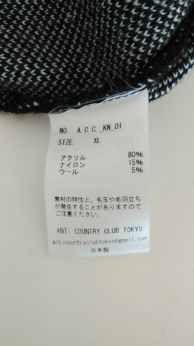 大人気ニットウェア ANTi COUNTRY CLUB TOKYO / アンタイカントリークラブ ファーストロゴ/セーター ブラック メンズ XL/ステッカー付_画像6
