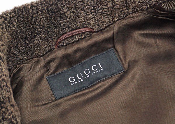 ◇【GUCCI グッチ】レザー ジャケット ブラウン 50_画像4