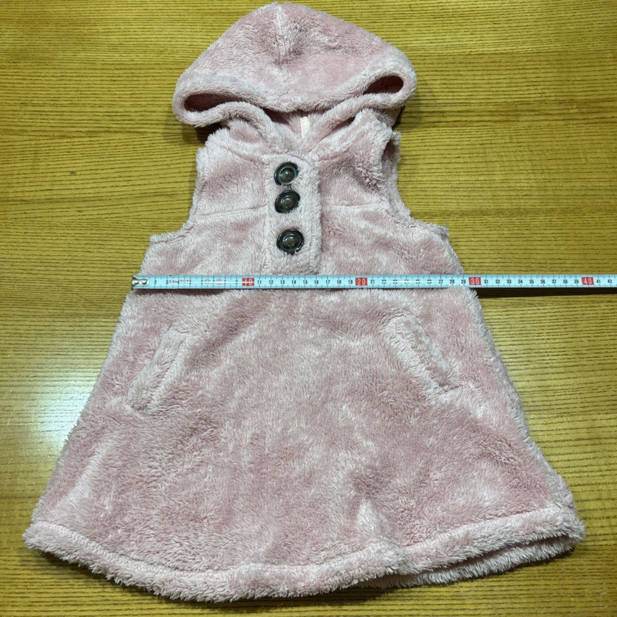 【baby GAP】(USED)ピンクボア フードワンピース 女の子 80cm フリース素材