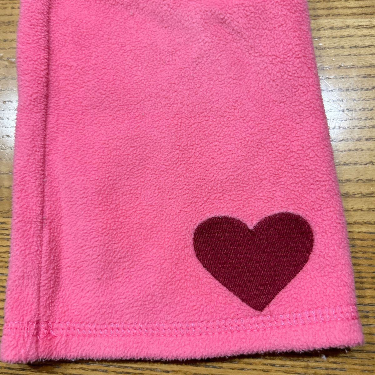 【crazy8】(USED)ピンクフリース素材 裾ハート刺繍 ロングパンツ 3T(100cm)