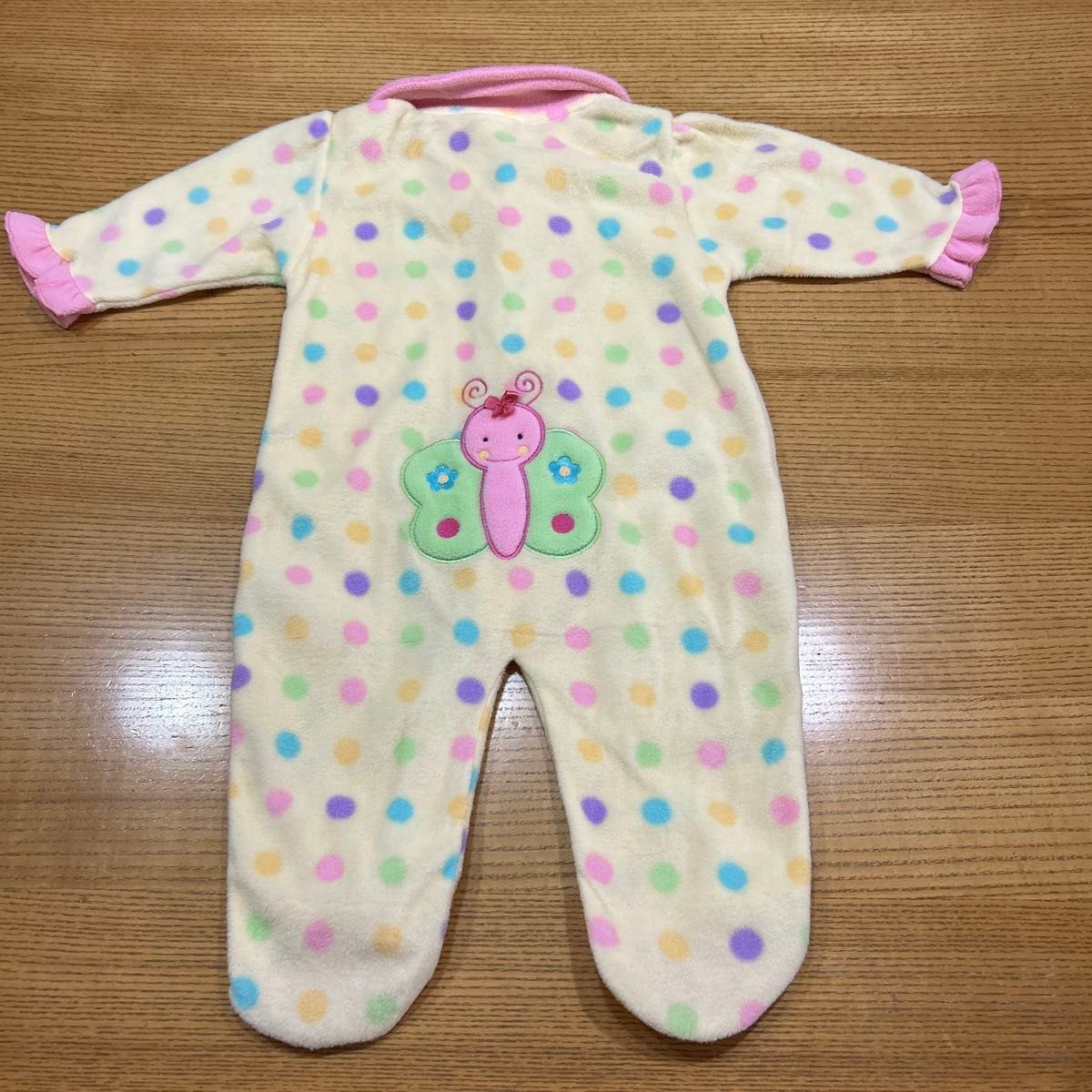 【bon bebe】(USED)ボンベべ フリース素材 ドット柄 カバーオール 3-6M(60〜70cm)女の子 カーターズ