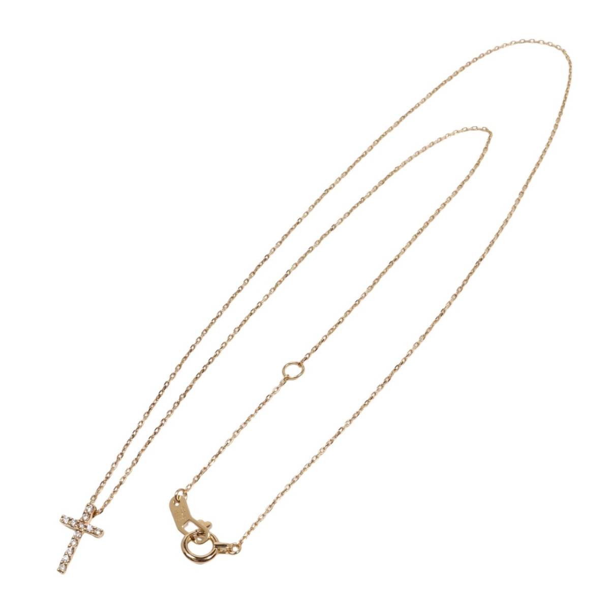 新品仕上げ STAR JEWELRY スタージュエリー K18 YG クロス モチーフ ネックレス ダイヤモンド 0.03ct 18金 イエローゴールド ジュエリー