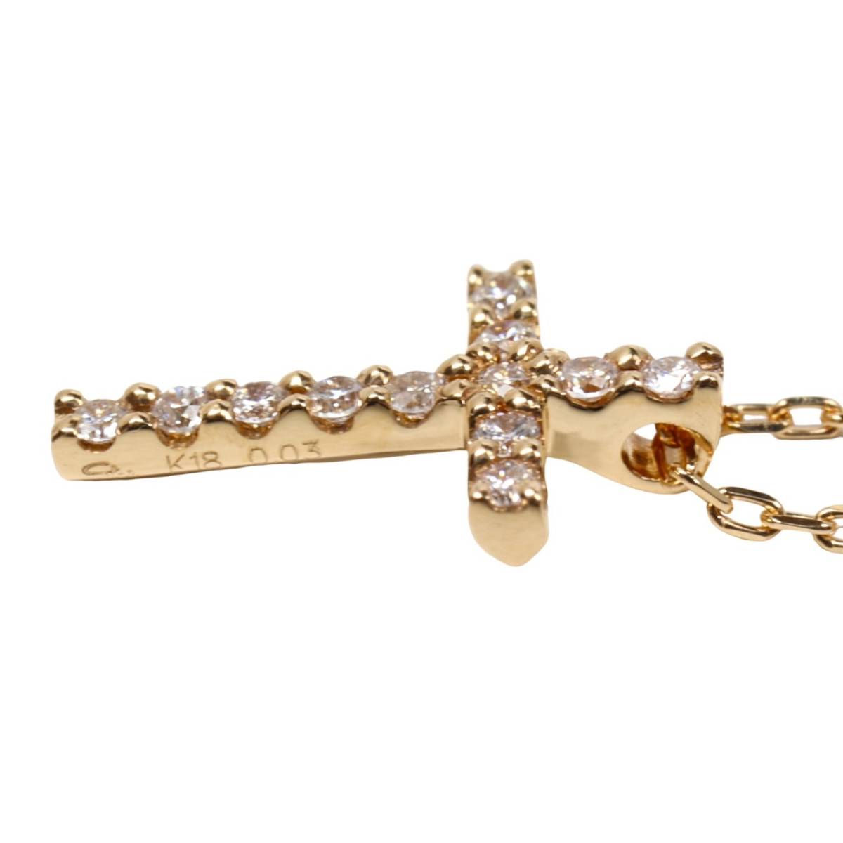 新品仕上げ STAR JEWELRY スタージュエリー K18 YG クロス モチーフ ネックレス ダイヤモンド 0.03ct 18金 イエローゴールド ジュエリー