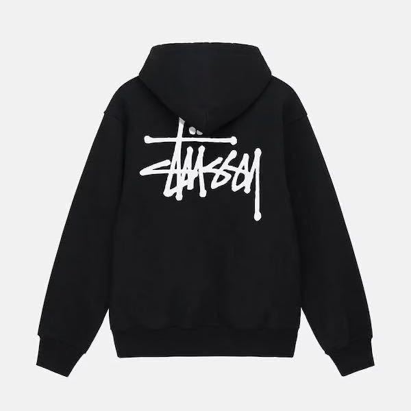 ステューシー ジップ パーカー ベイシック スウェットXL ブラック stussy BASIC ZIP HOODIE 黒 送料無料_画像2