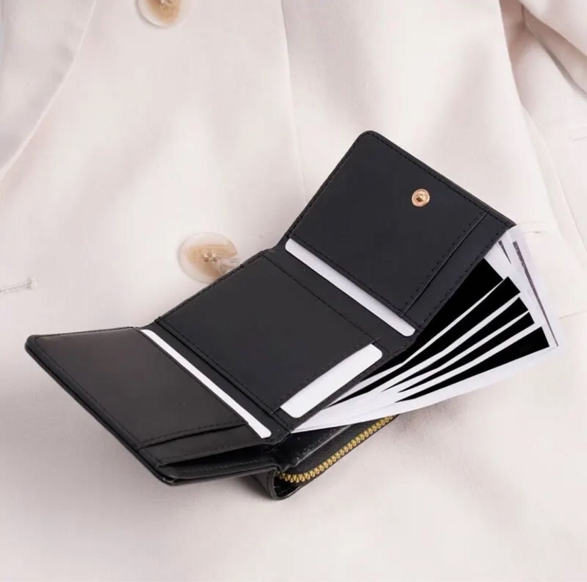 ミニ財布  メンズ レディース 黒 ブラック 大容量 ラウンドファスナー 財布 カードケース ファスナー コインケース コンパクト