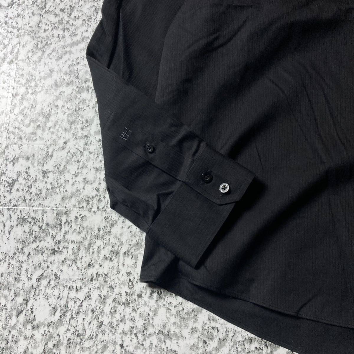 【グッドレギュラー】刺繍企業ロゴ　シャドーストライプ　BD L/Sシャツ　ブラック　XLサイズ 古着　長袖 ワークシャツ_画像8