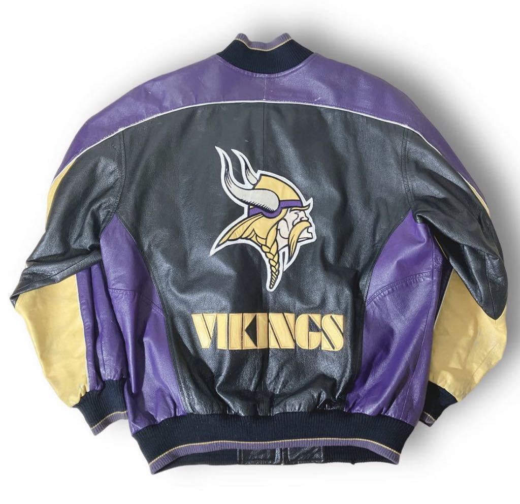 Minnesota Vikings スタジャン オールレザー NFL アメリカンフットボール バイキングス スタジアムジャンパー ミネソタ_画像1