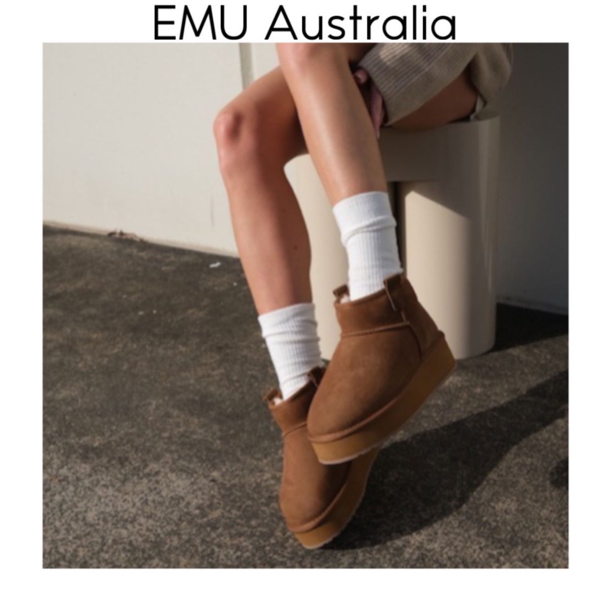 EMU Australia Foy Flatform Micro ベージュ　US6 23cm 厚底　ムートンブーツ　ショート　撥水