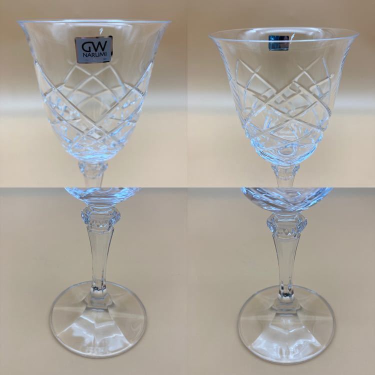 NARUMI GLASS WORKS ペアワイングラス 径約8.5cm 高さ約18.2cm_画像2