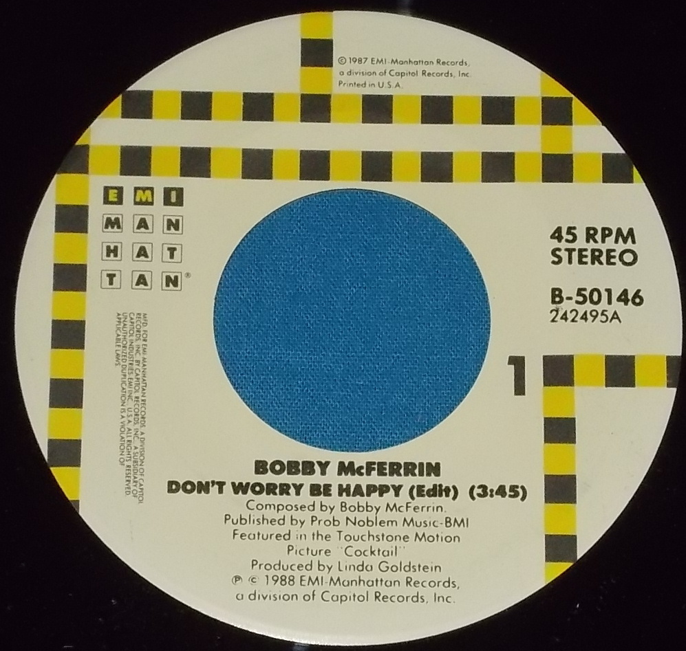 ☆7inch EP★US盤●BOBBY McFERRIN/ボビー・マクファーリン「Don't Worry, Be Happy/ドント・ウォーリー・ビー・ハッピー」80s名曲!●_画像2