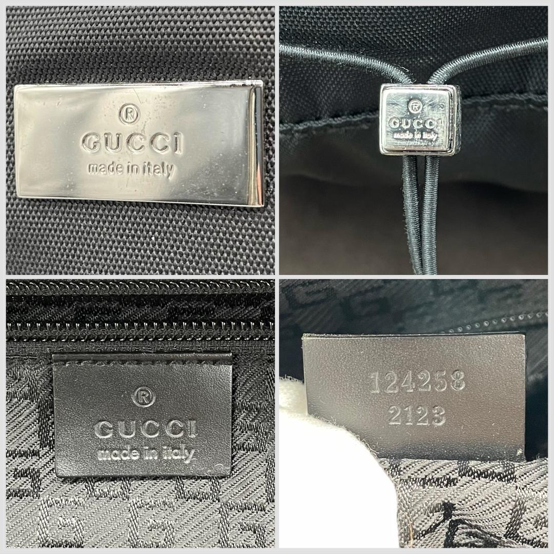 稀少! グッチ リュック ウェビングライン シェリーライン ロゴプレート リュックサック バックパック GUCCI ブラック A4 ナイロン_画像10